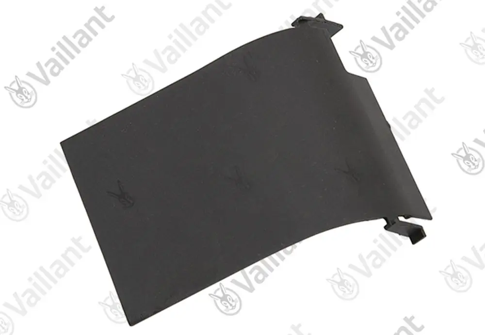 Vaillant Luftführungsteil in Schwarz, flach und rechteckig mit seitlichen Befestigungen für die Installation in Heizsystemen.